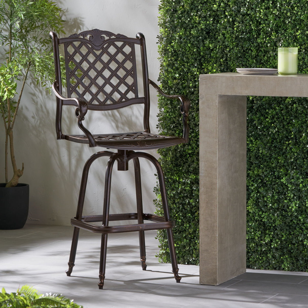 Cast Aluminum Bar Stool - Copper