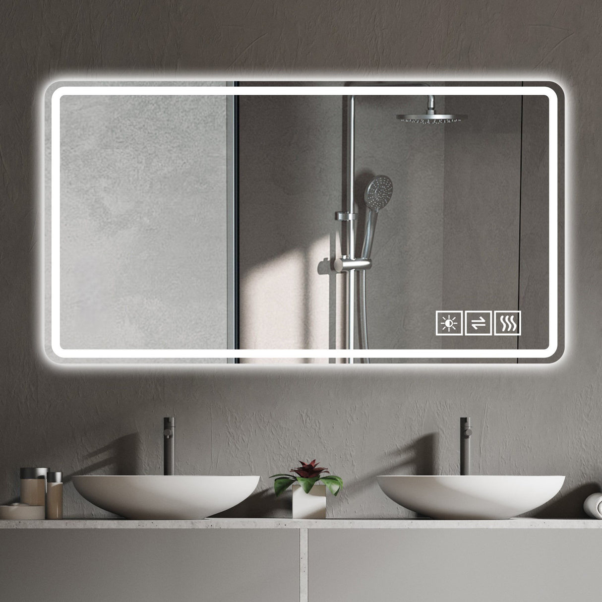Bathroom Mirror Vanity Mirrors With Front Lights, Wall Mounted, Anti-Fog, Frameless, Horizontal Or Vertical