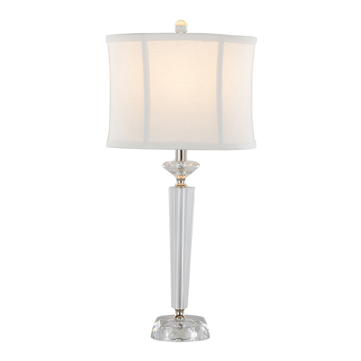 Diamond - Torch Contemporary Crystal Table Lamp (Set of 2) - Clear / Off White / Polished Nickel