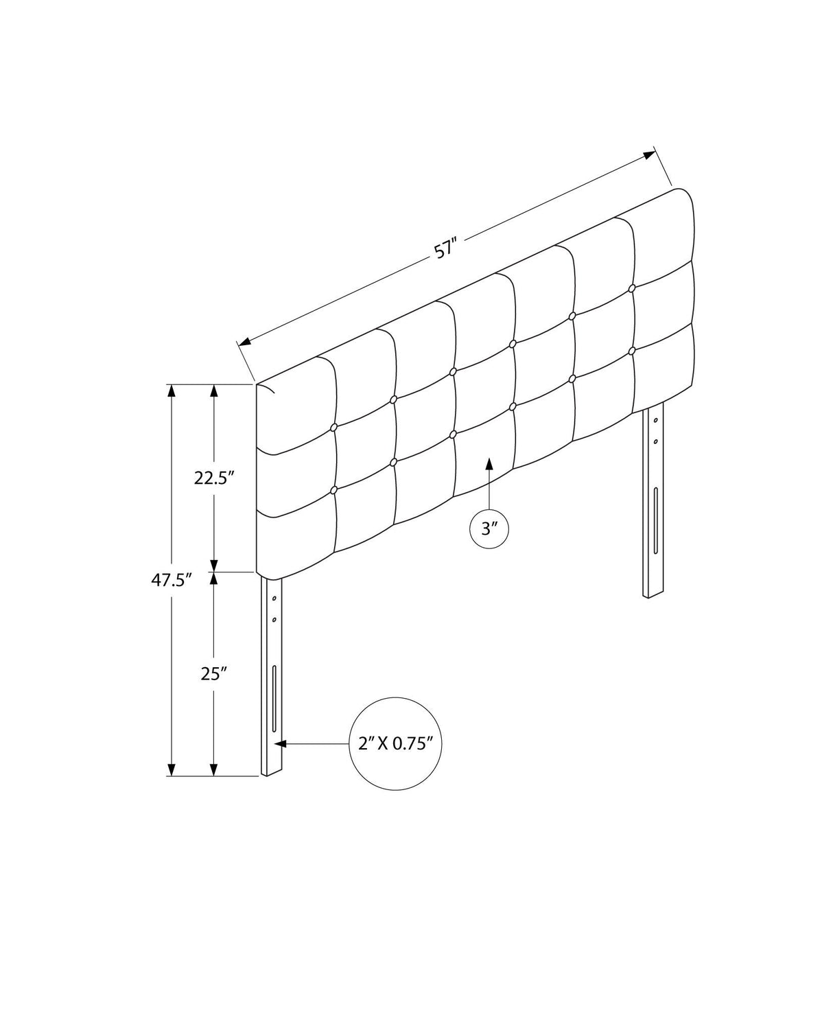 Full Size Headboard Only Upholstered Leather Look - White