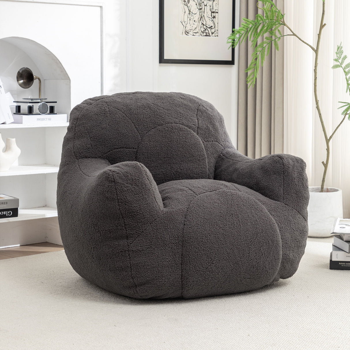 Comfy Bean Bag Chair With Filler, Fluffy And Cozy Seating