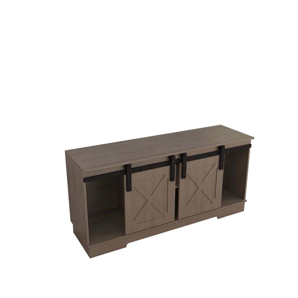 Lane - TV Stand With Sliding Barndoors Water And Heat Resistant Melamine - Rustic
