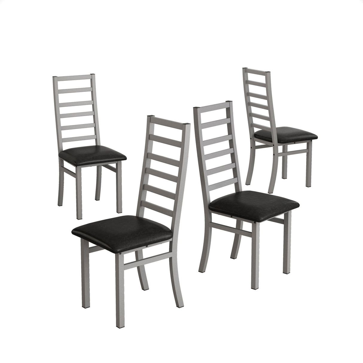 Metal Dining Chairs With Steel Legg, High Back Armless Design
