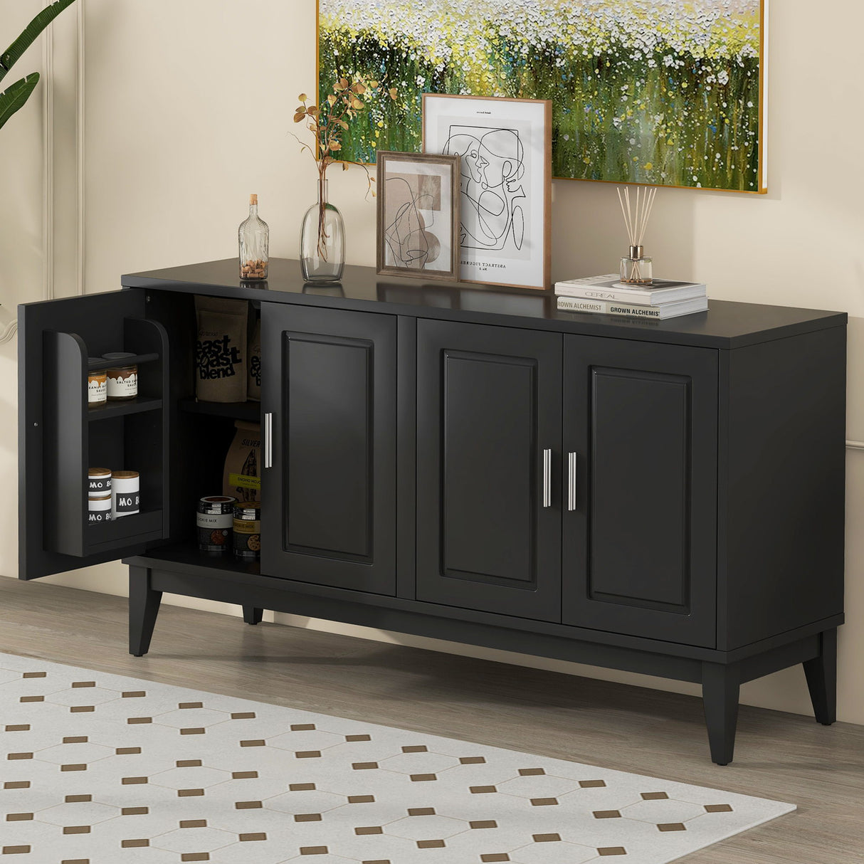 4 Door Sideboard Storage Cabinet With Door Shelf