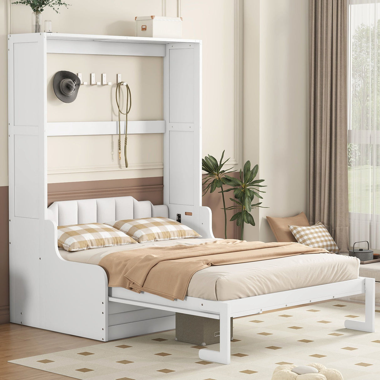 Murphy Wall Bed With Cushion, Space Saving Design, And Construction