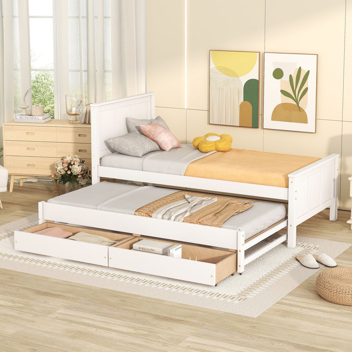 Platform Bed With Trundle And Drawers