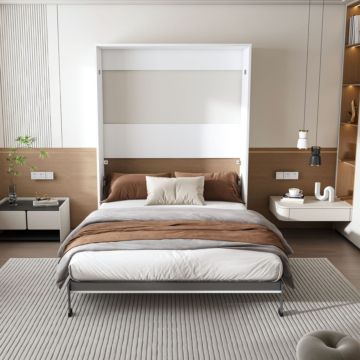 Queen Murphy Bed, Space Saving Design - White