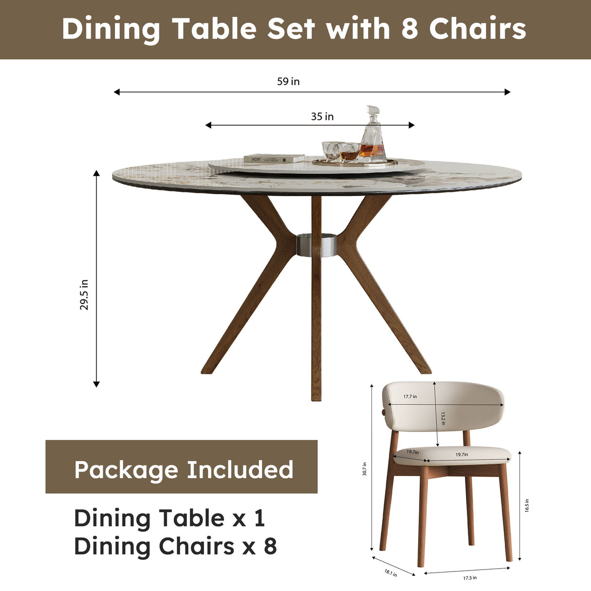 Modern Sintered Stone Dining Table Set With Chairs