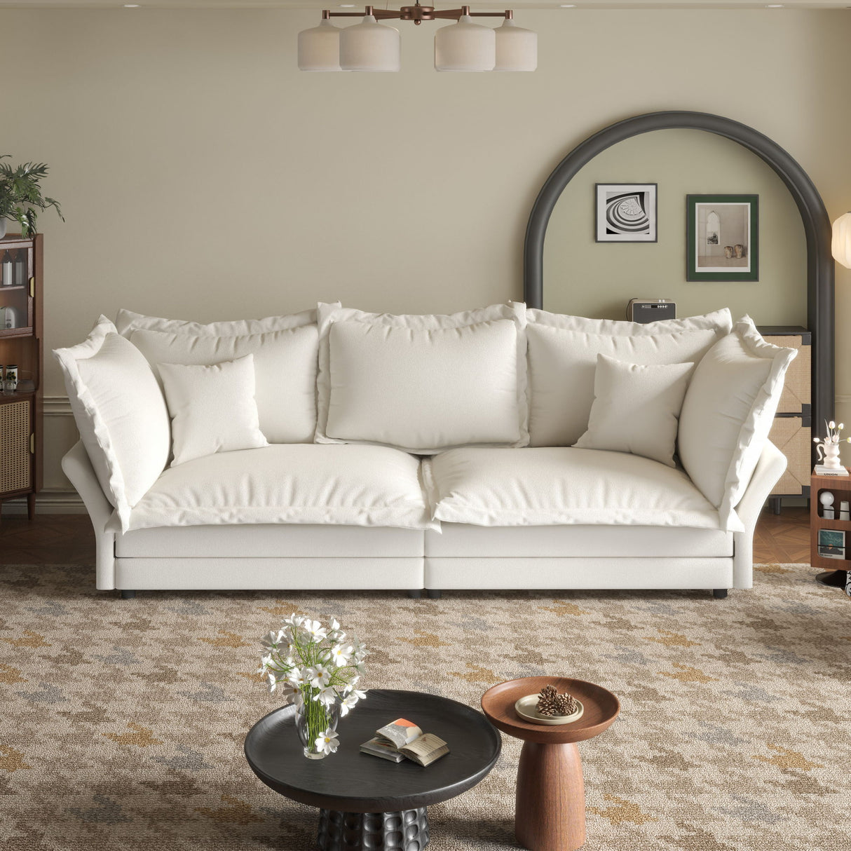 Modern Comfy Upholstered Sofa Cloud Couch, Deep Seat Couches With Multiple Large Soft Pillows