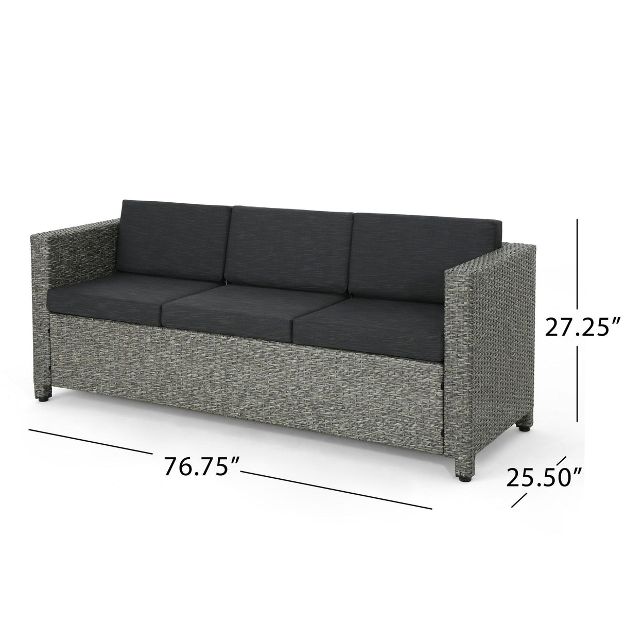 Thalassa - Outdoor 3 Seater Sofa With Removable Cushions And Steel Frame