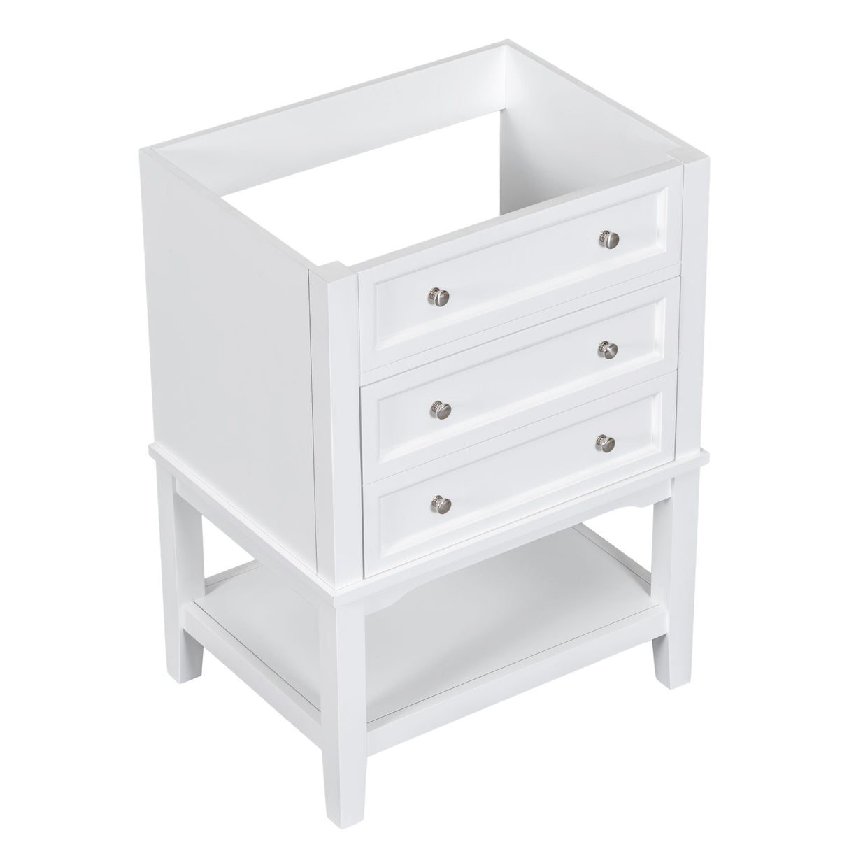 24" Bathroom Vanity Without Sink, Base Only, Storage Cabinet With Drawer And Open Shelf - White