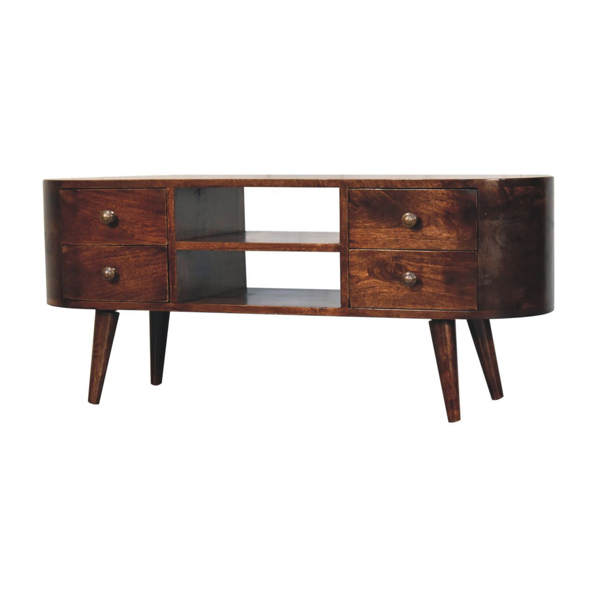 Solid Wood Rounded Entertainment Unit
