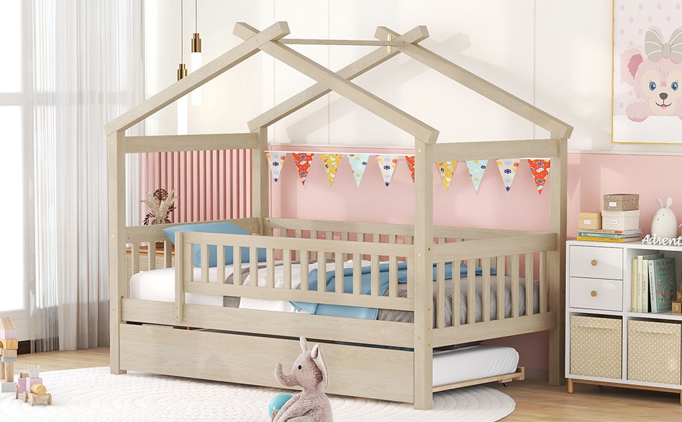 Creativity House Bed With Twin Size Trundle