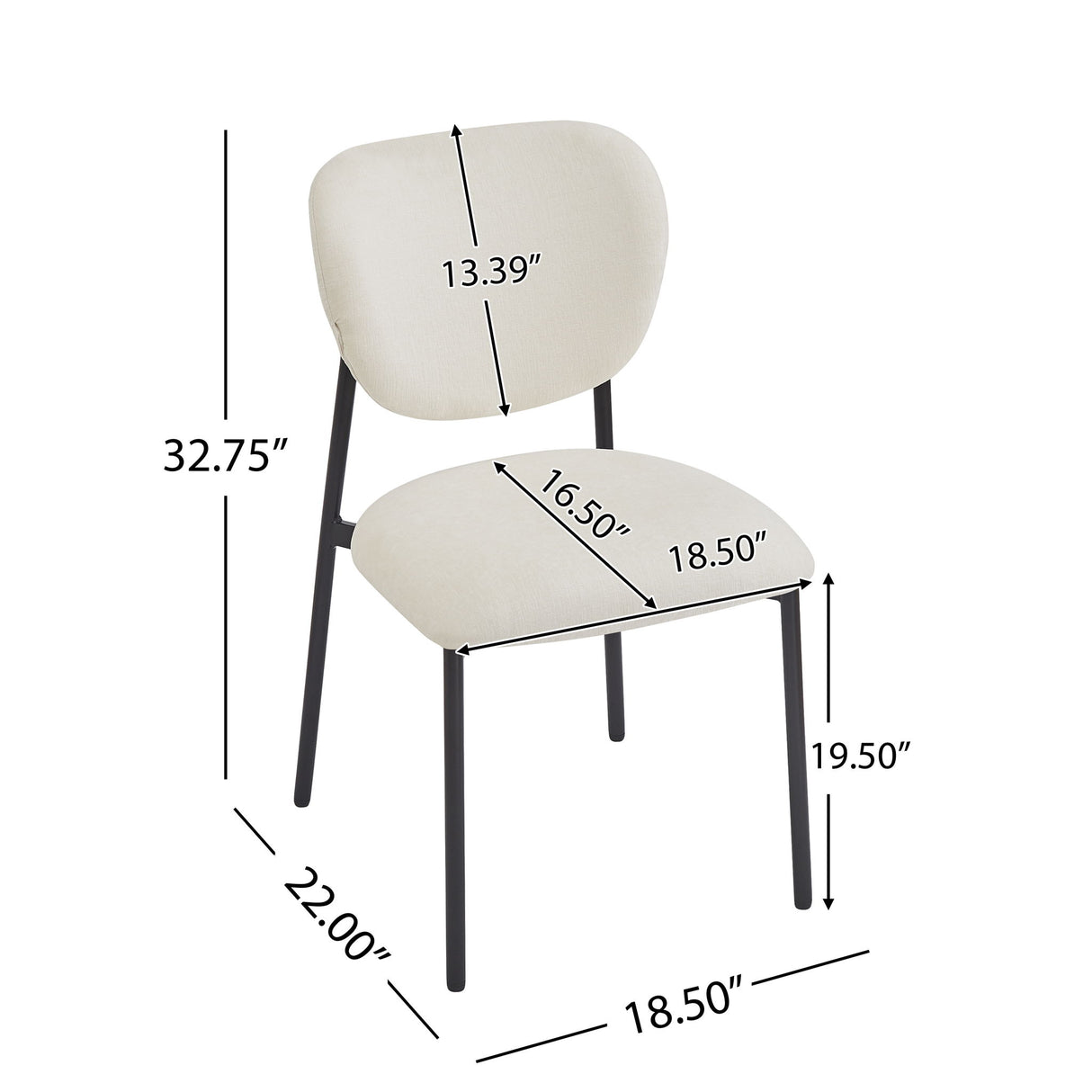 Modern Upholstered Dining Chairs With Metal Legs (Set of 2) - Beige