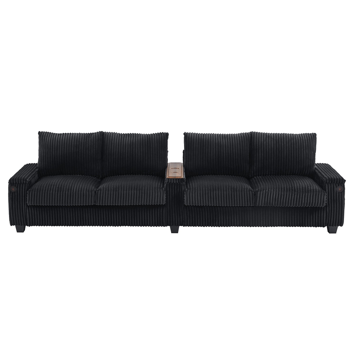 Modern 4 Seater Corduroy Sofa Couch With USB Ports And Hidden Storage