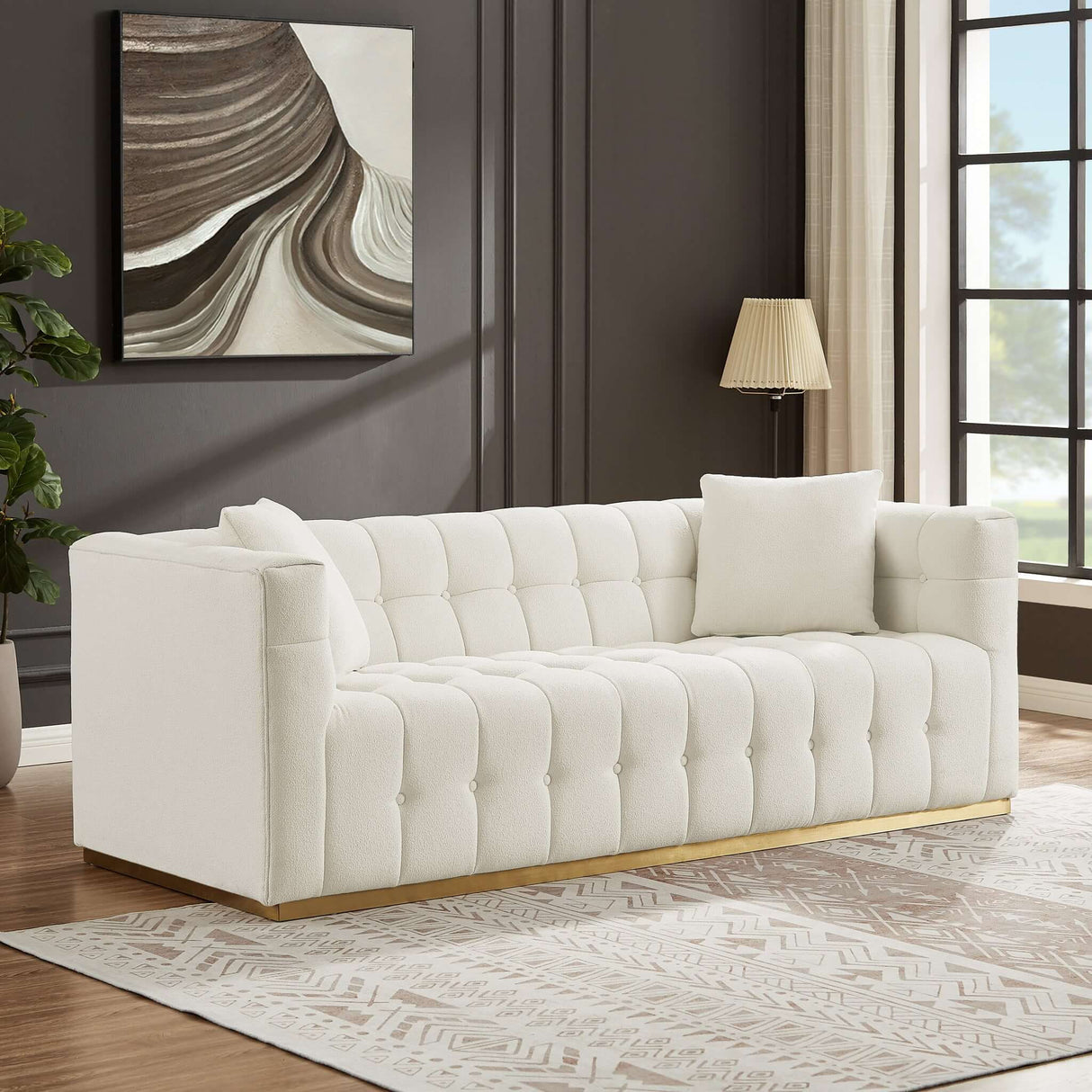 Eleanor - Sofa Boucle - Beige / Gold / Ivory / Ivory White