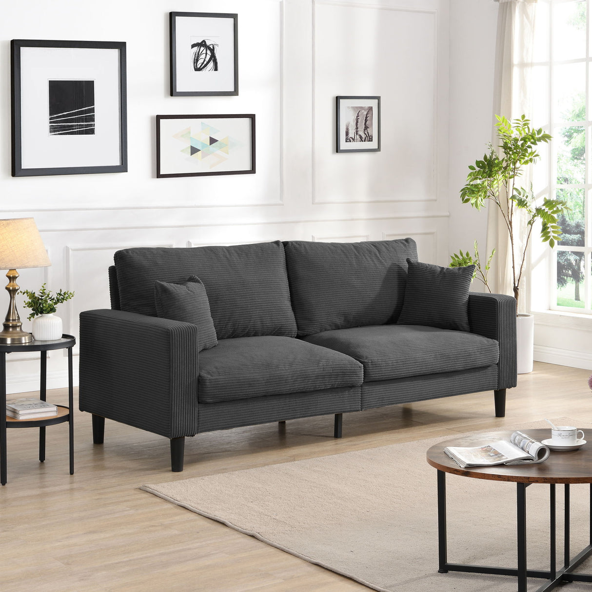 Modern Upholstered Resilience Three Seater Sofa