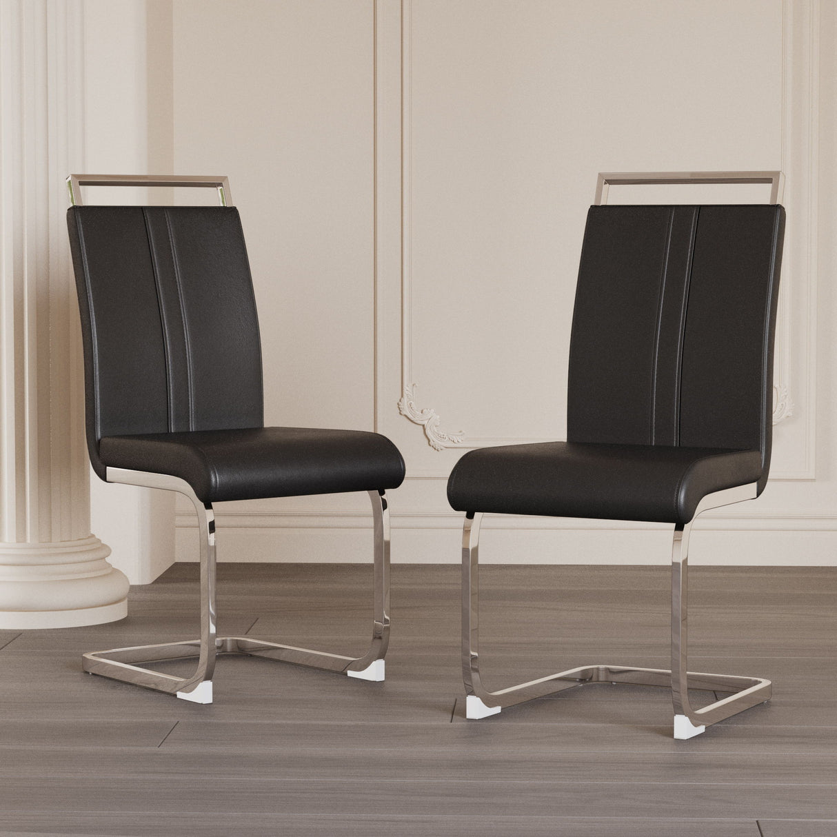 Modern Dining Chairs With Padded Seat, High Back