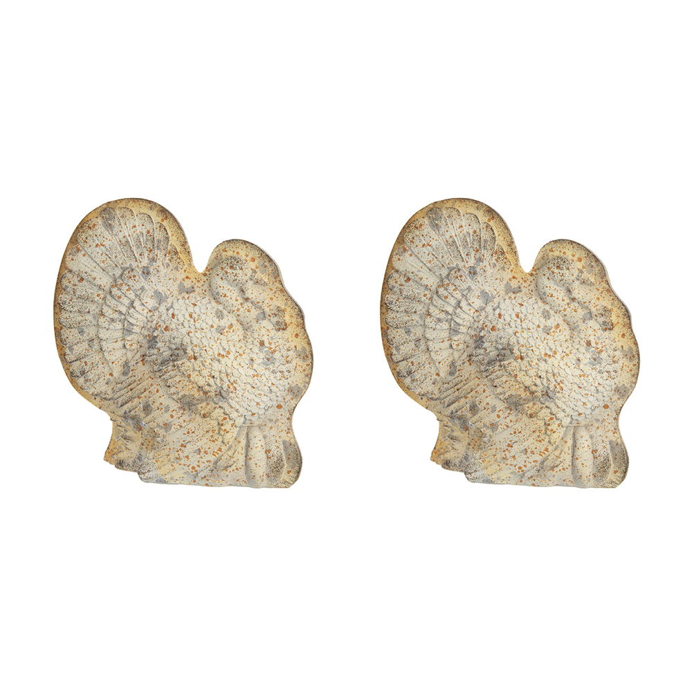 Resin Turkey With Pumpkin Rustic, For Harvest Festival Fall Festival & Thanksgiving Table Decorations (Set of 2) - Gray