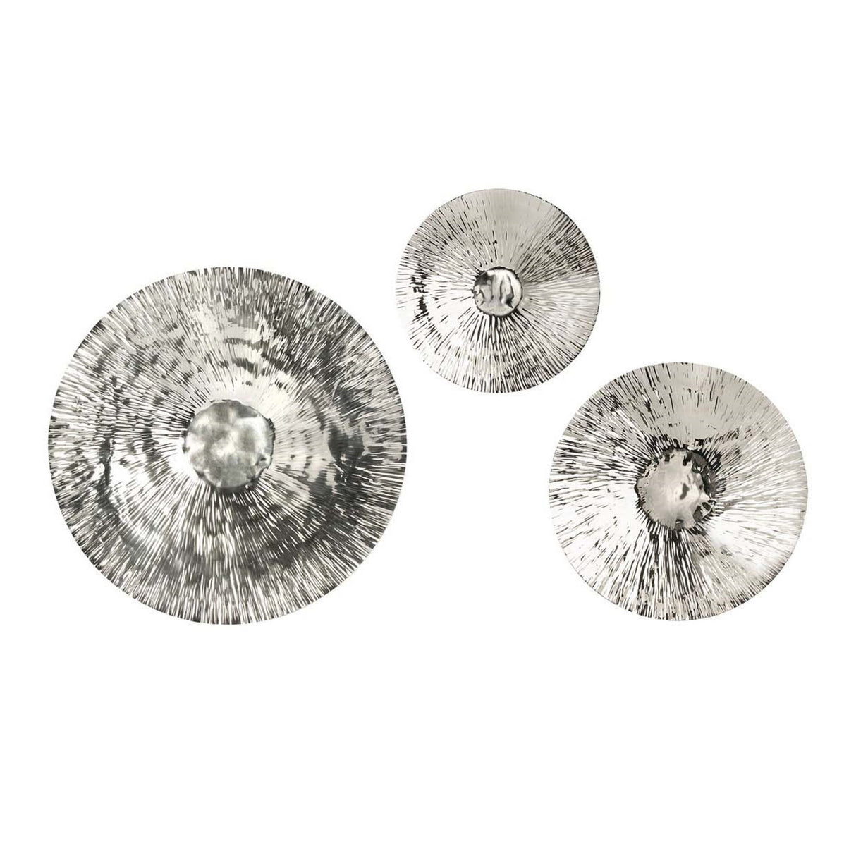 Textured Oversized Disc, Wall Decor For Living Room (Set of 3) - Silver