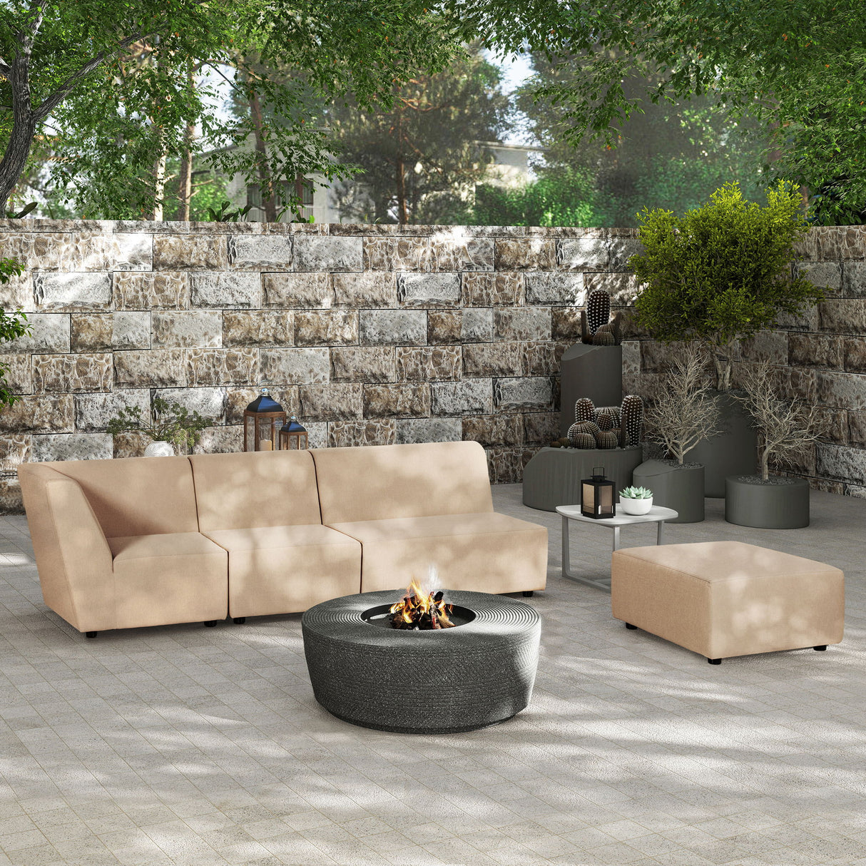 Cleo - Modular Upholstered Deep Seating Patio Armless Loveseat