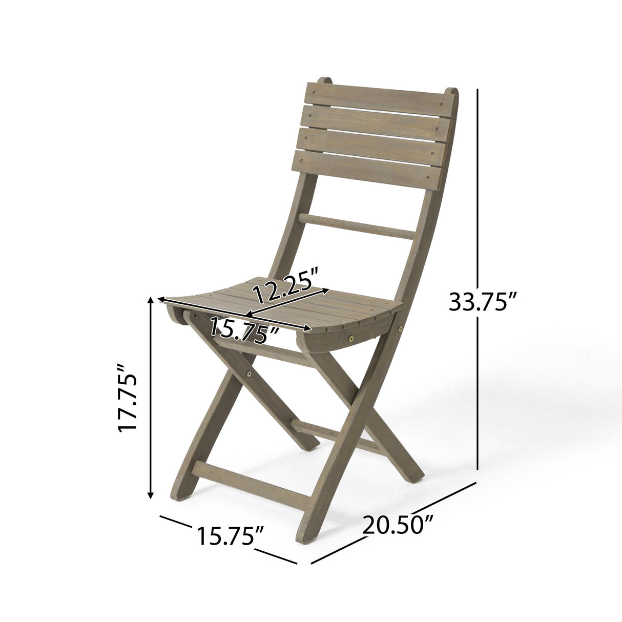 Outdoor Foldable Wood Dining Chair With Slat Design (Set of 2)