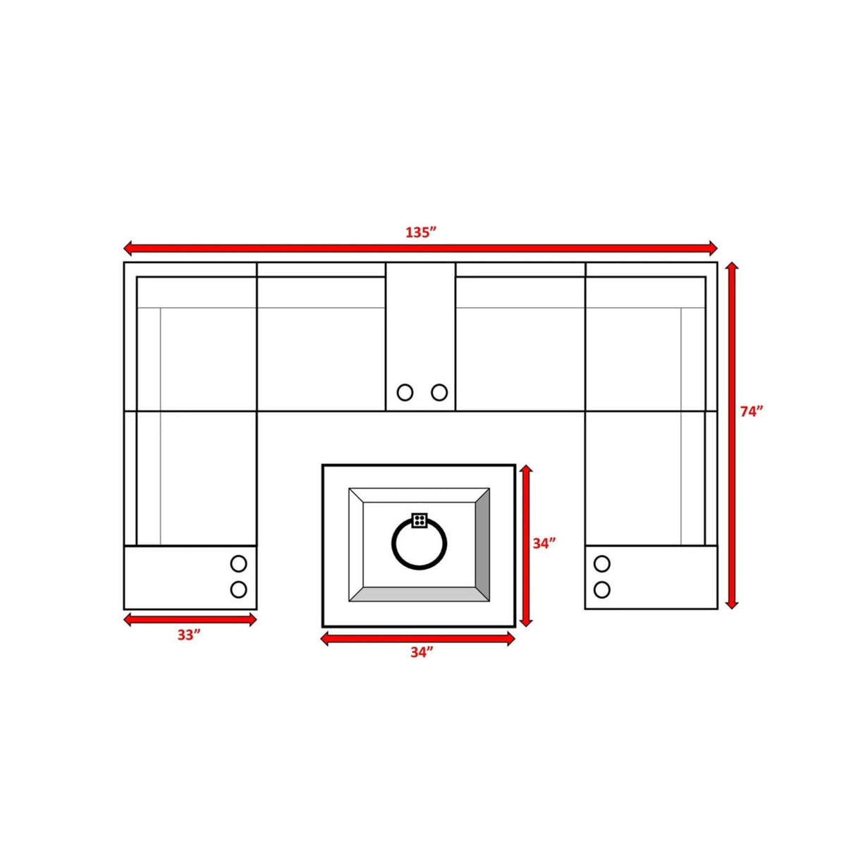Patio Seating Set With Cushions And Fire Pit - Brown