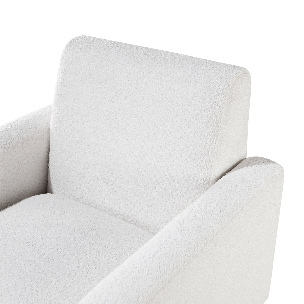 Caius - Modern Arm Chair With Boucle And Wooden Legs - White