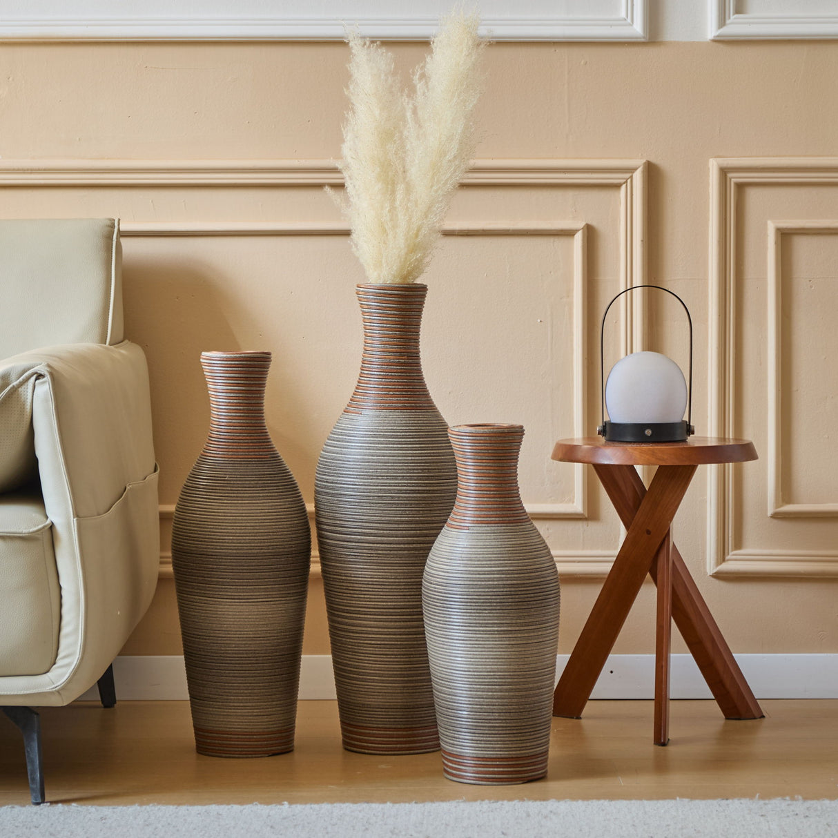 Classic And Neat Floor Vase, High Independent Flower Stand (Set of 3)