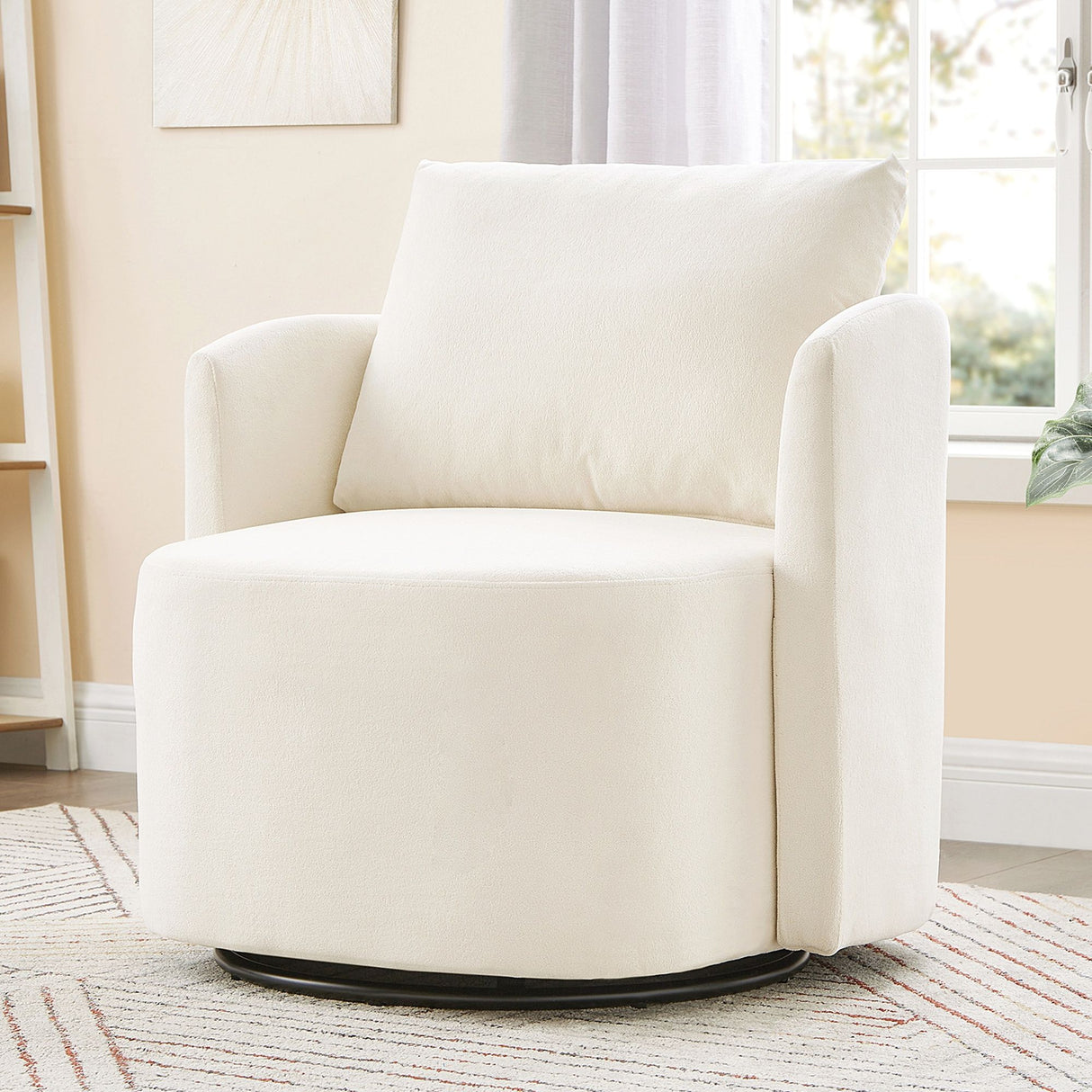 360° Modern Swivel Chair With Upholstered Curved Design