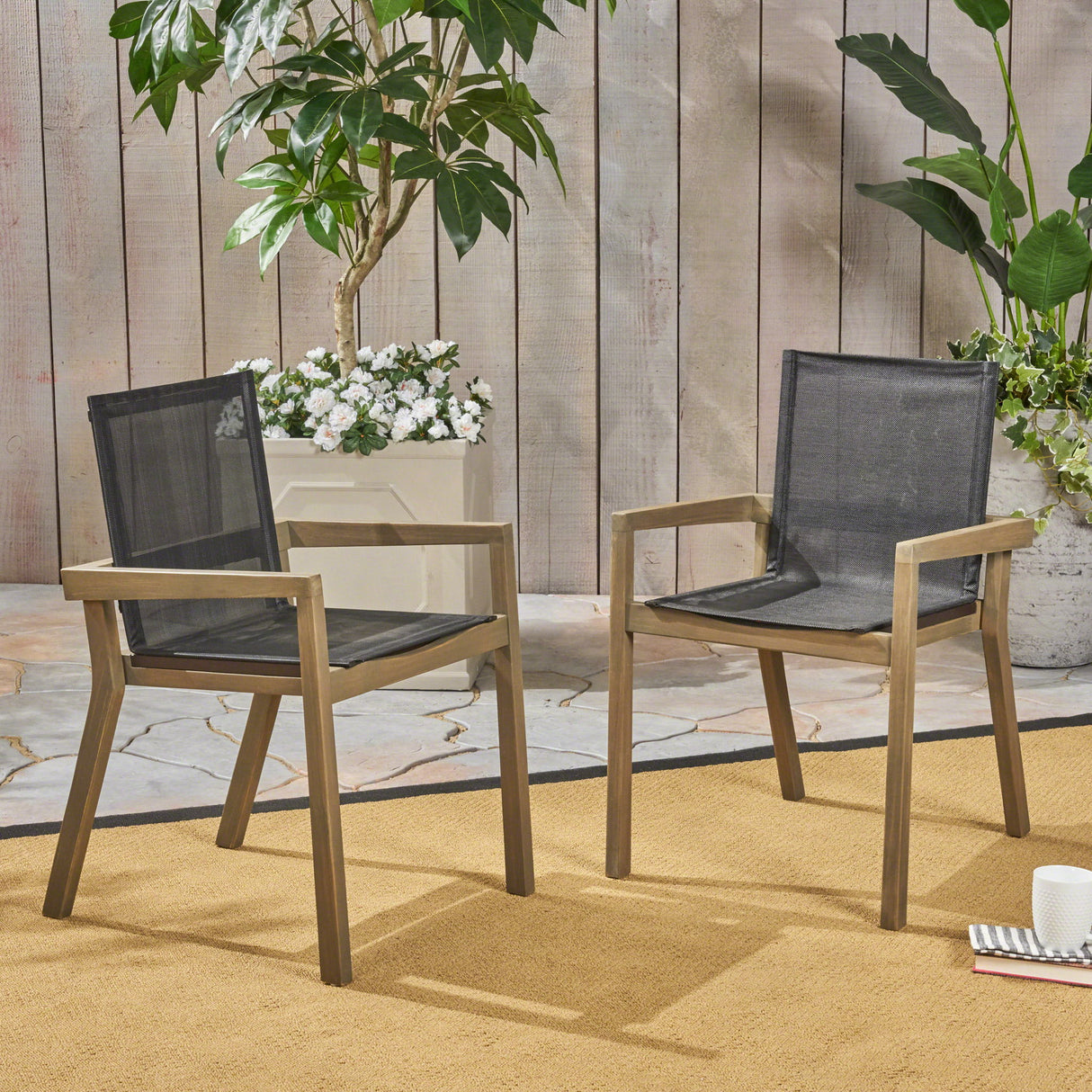 Belfast - Dining Chair With Acacia Wood Frame And Mesh Seating (Set of 2)