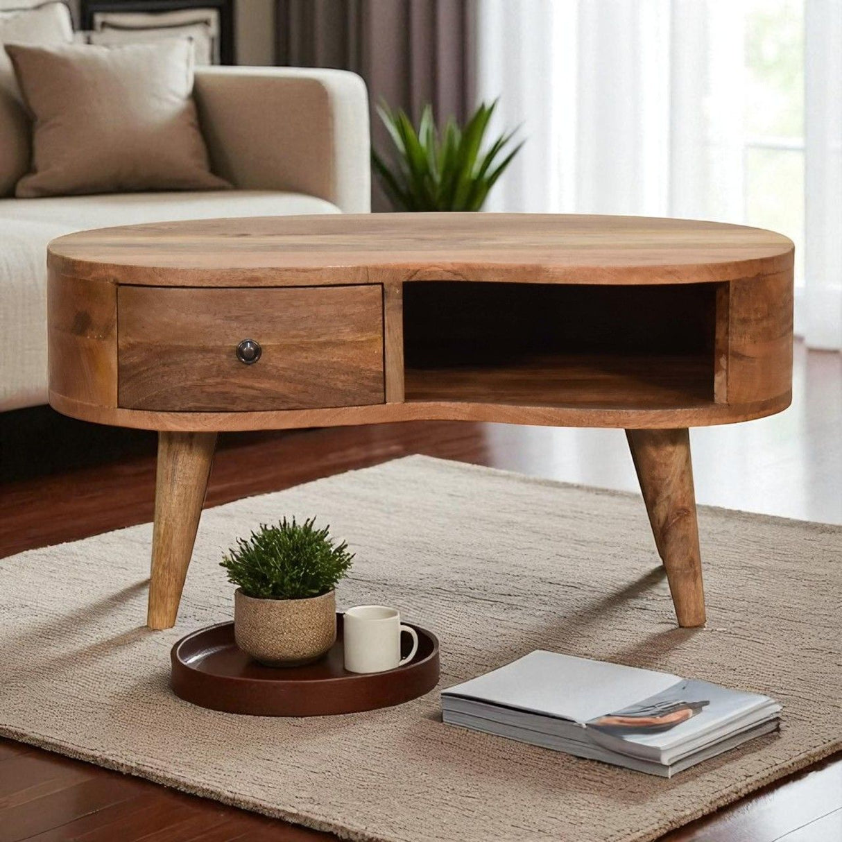 Wave Coffee Table With 1 Drawer