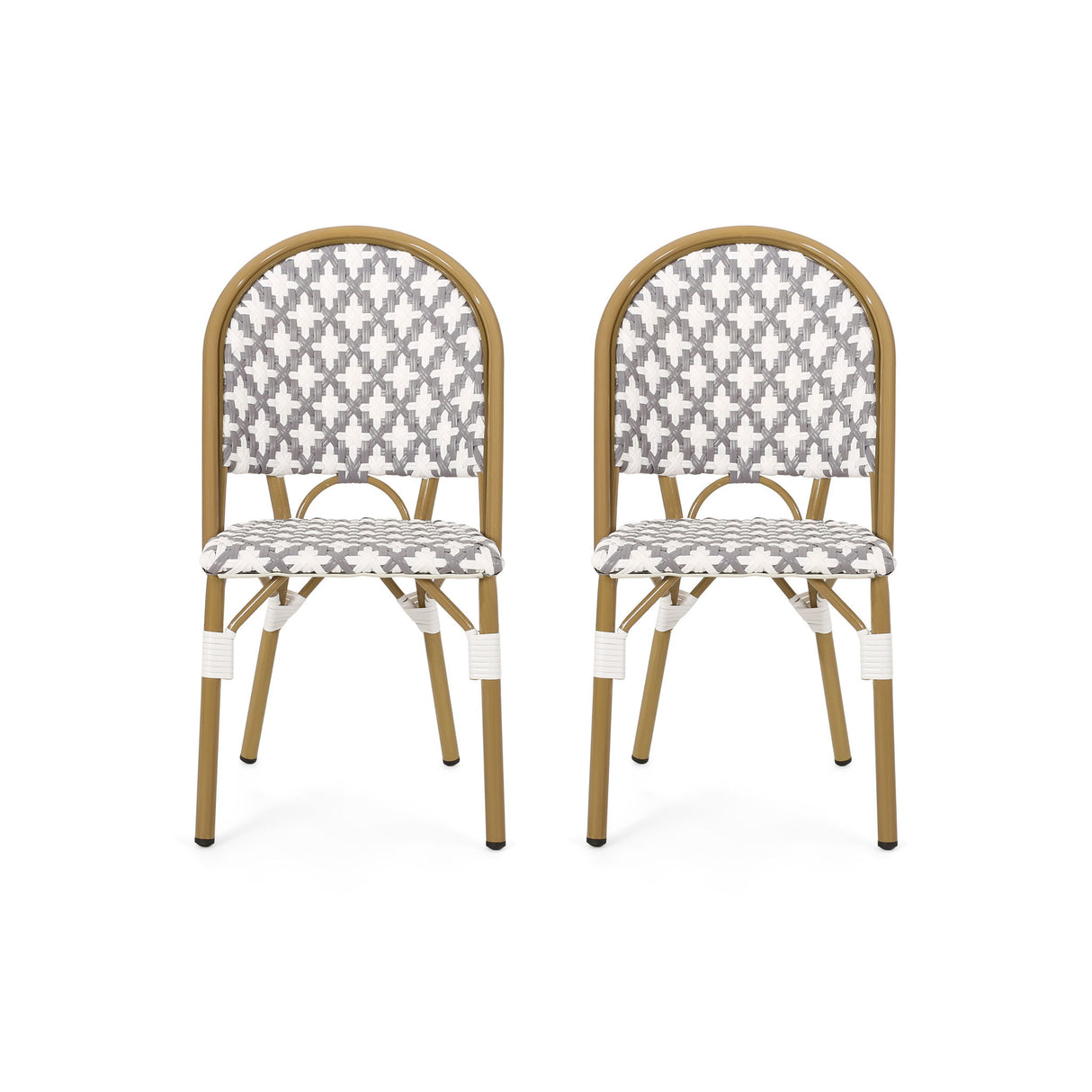 Chic French Bistro Chair With Durable Rattan And Aluminum Frame