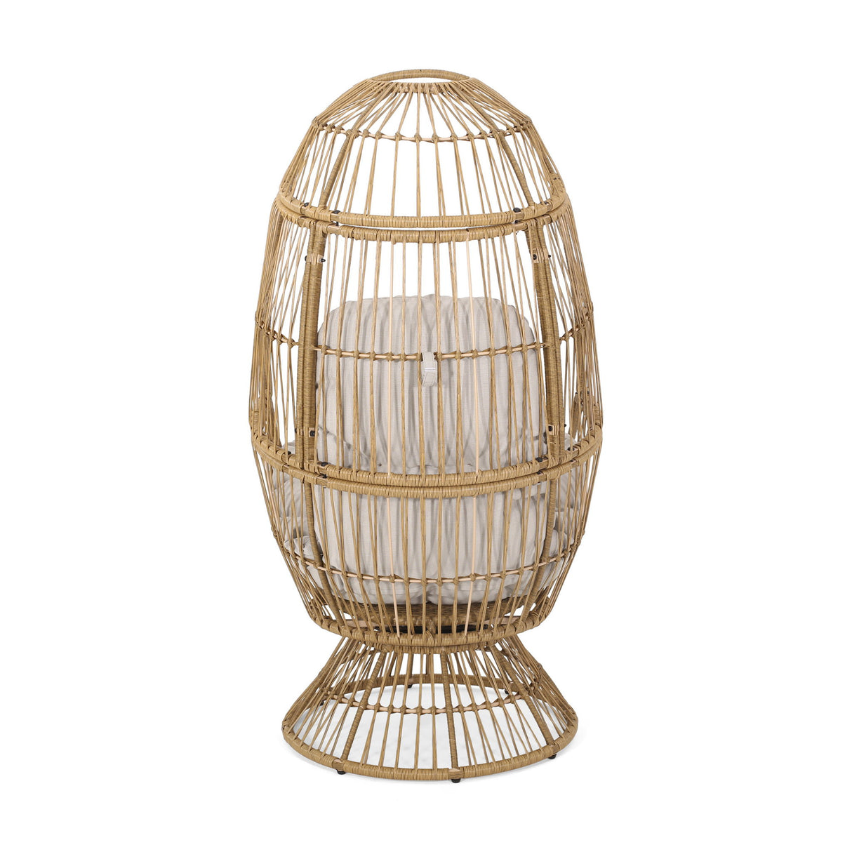 Patio Swivel Basket Egg Chair With Cushion