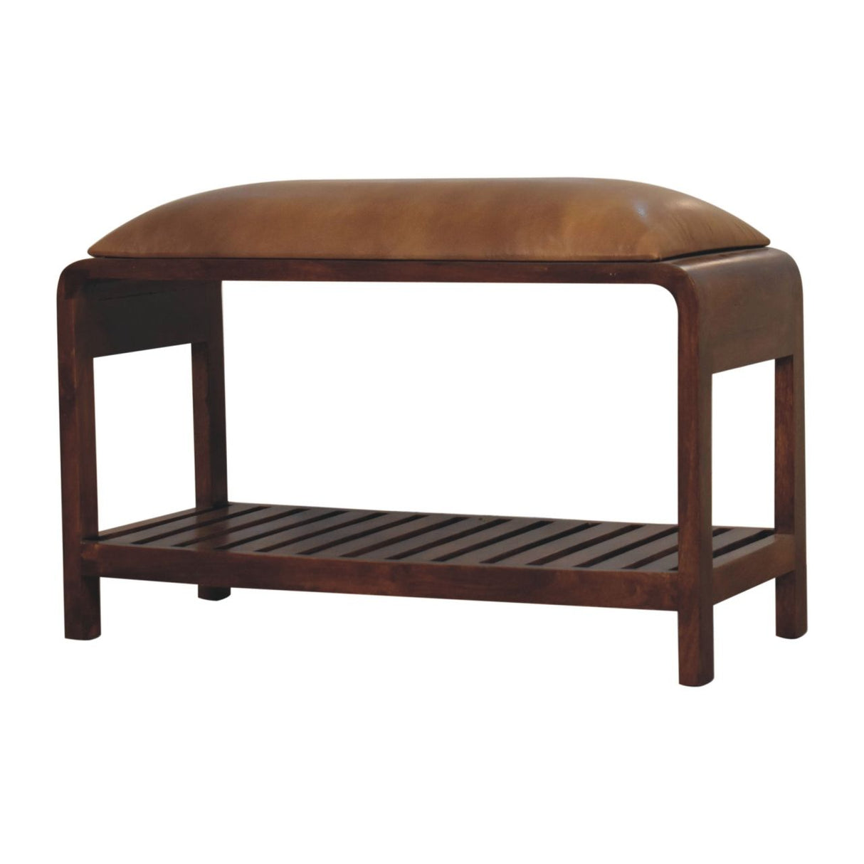Buffalo - Slatted Square Bench - Brown