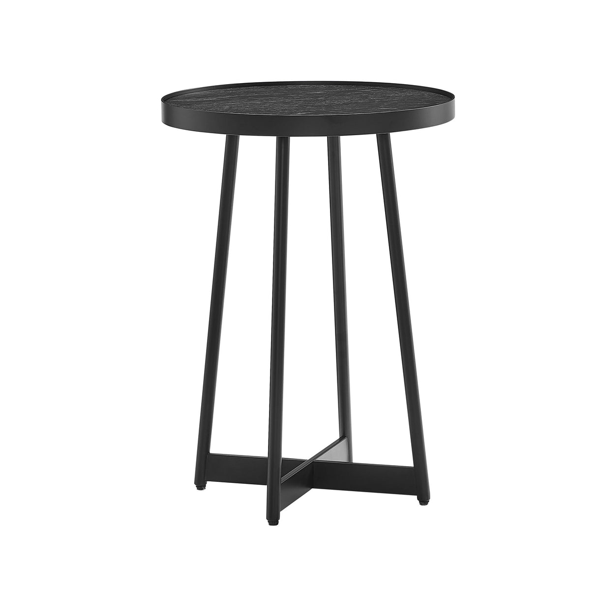 Ranlo - Round Accent Table With Geometric Legs - Black