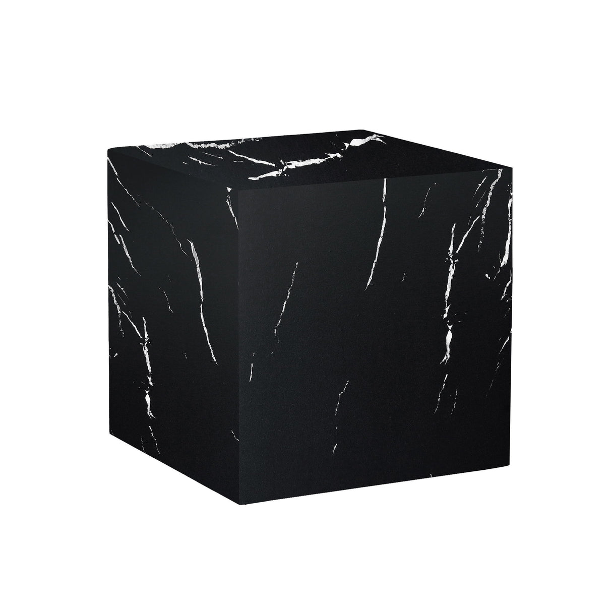 Luxurious Marble Texture Coffee Table Cube Design Elegant Living Room Accent - Black
