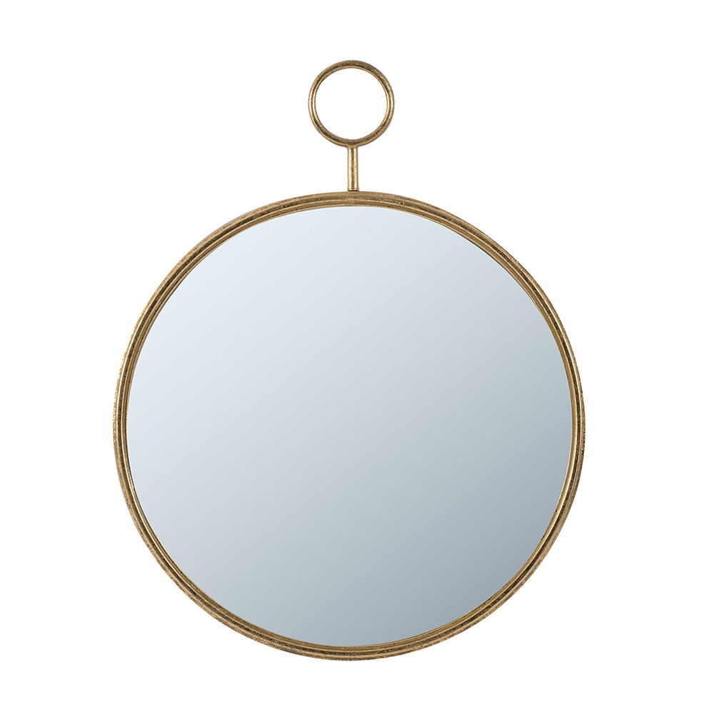 Circle Wall Mirror With Iron Frame, Accent Mirror For Living Room