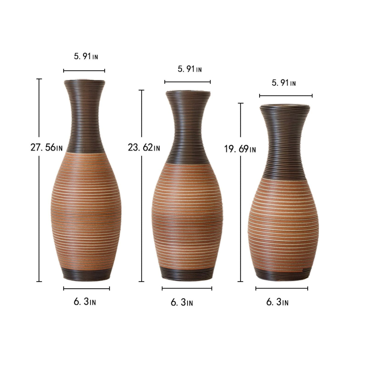 Designer Floor Vases, Large Vases For Home Decor Flooring (Set of 3)