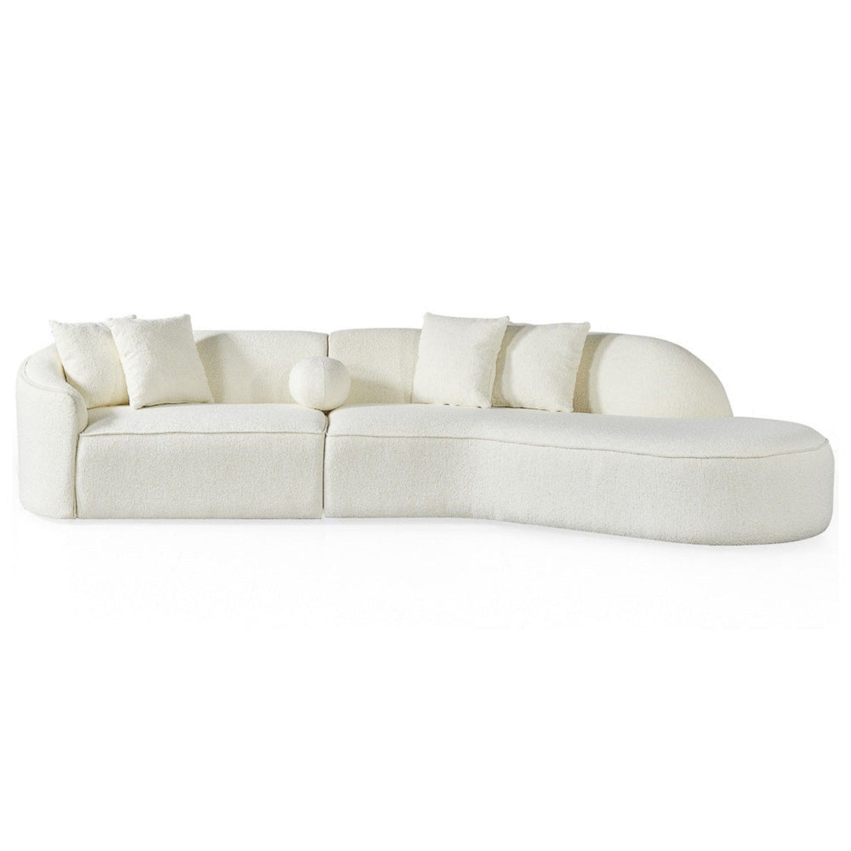 Elijah - Japandi Curvy Sectional Sofa - Beige