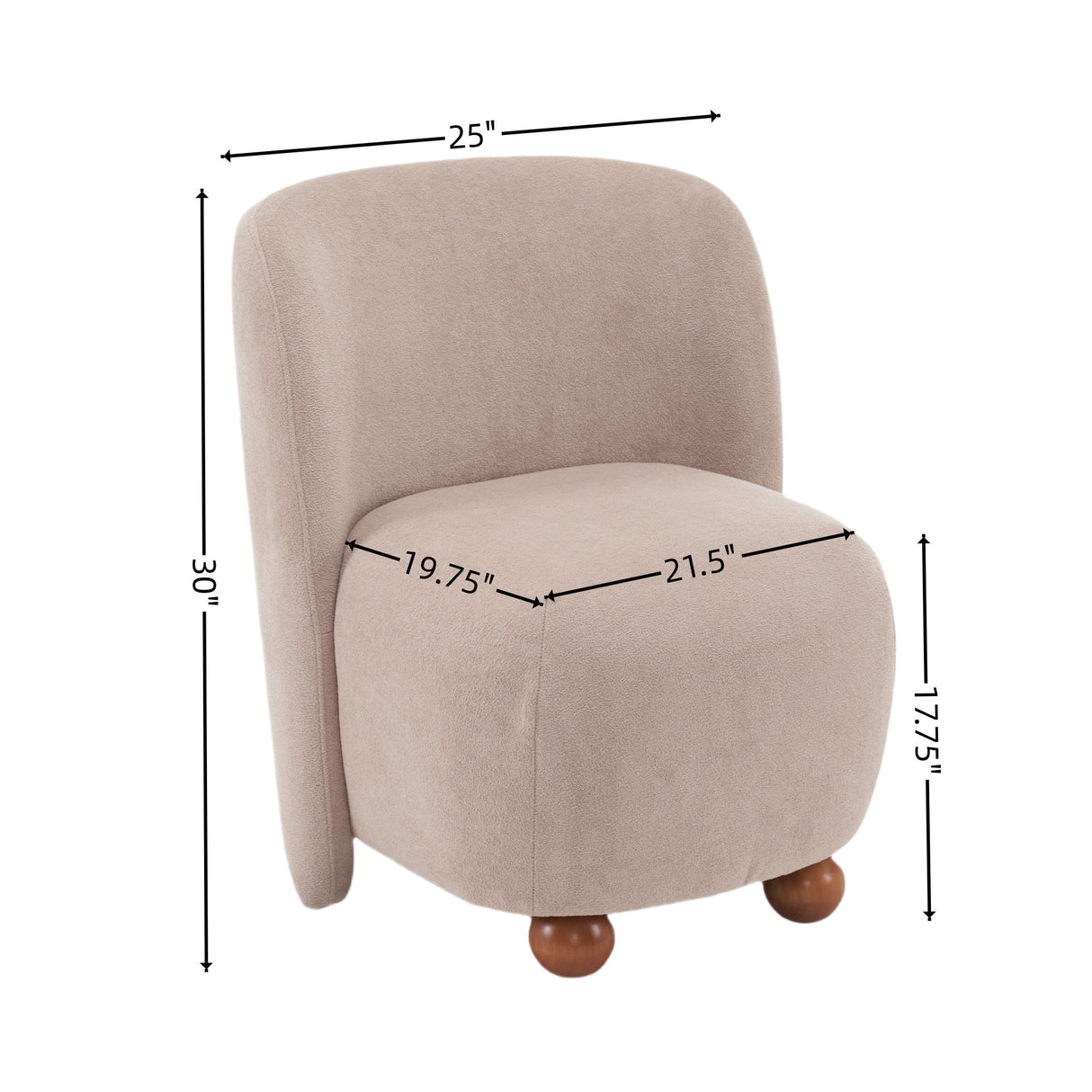 Modern Low Back Accent Upholstered Armless Living Room Chairs, Round Feet