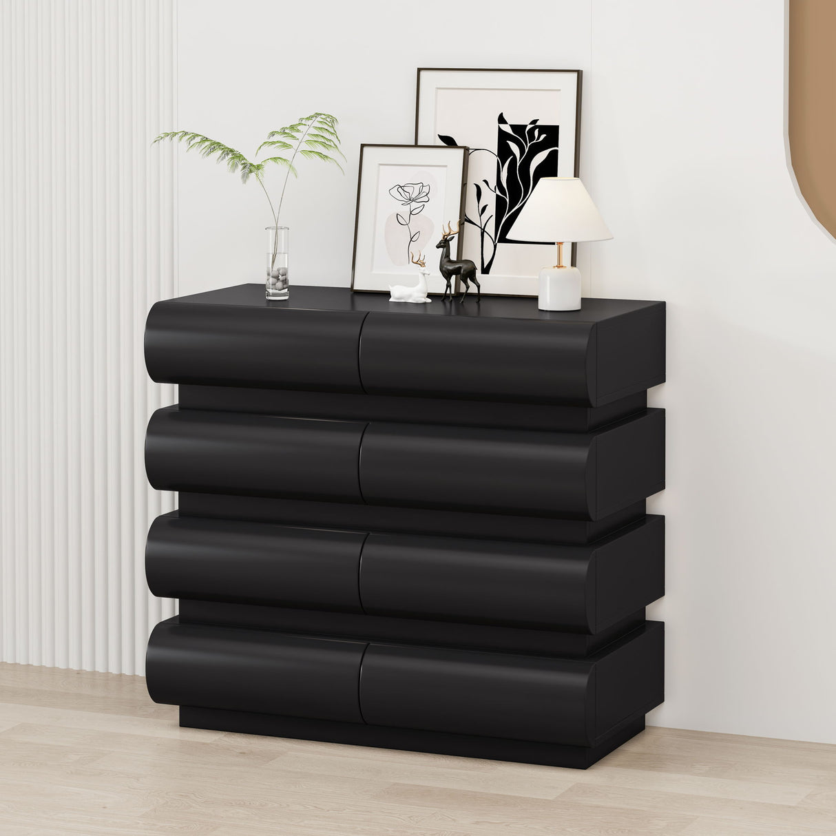 Minimalist Handle Less 8 Drawer Dresser With Wide Storage