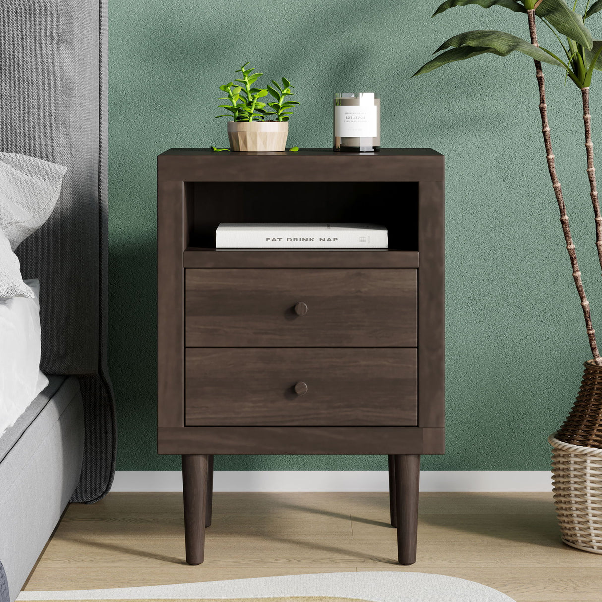 Nystrom - Mid Century Modern 2 Drawer Nightstand