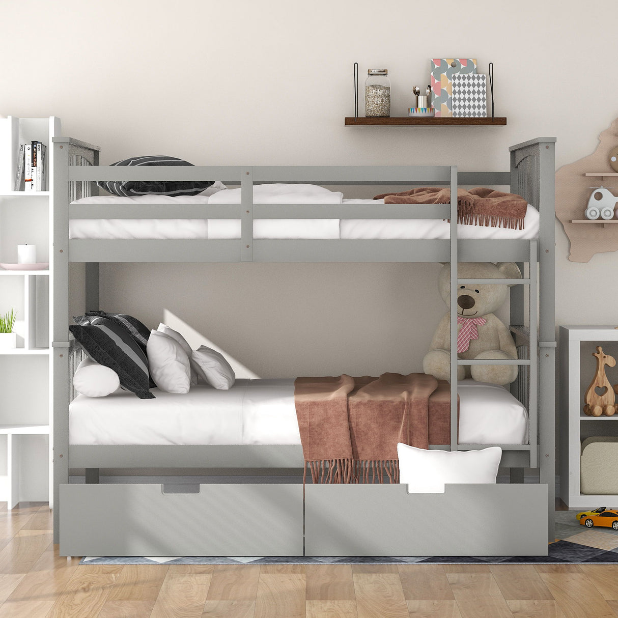Bunk Bed With Ladder For Bedroom, Guest Room Furniture