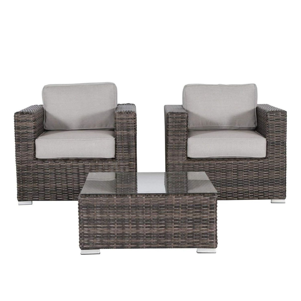 Wicker Seating Group Set With Table And Cushions