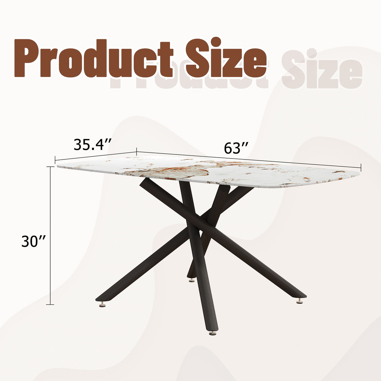 Luxurious Marble Patterned Dining Table With Metal Fork Legs