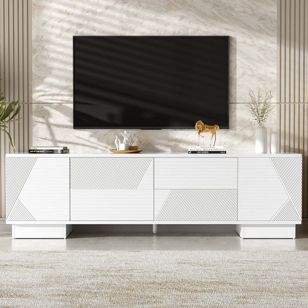 Modern TV Stand With Storage Cabinets, 4 Drawers