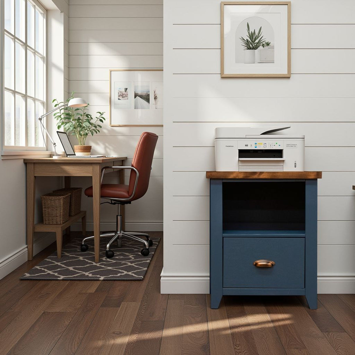 Nantucket - Drawer File - Blue Denim, Whiskey