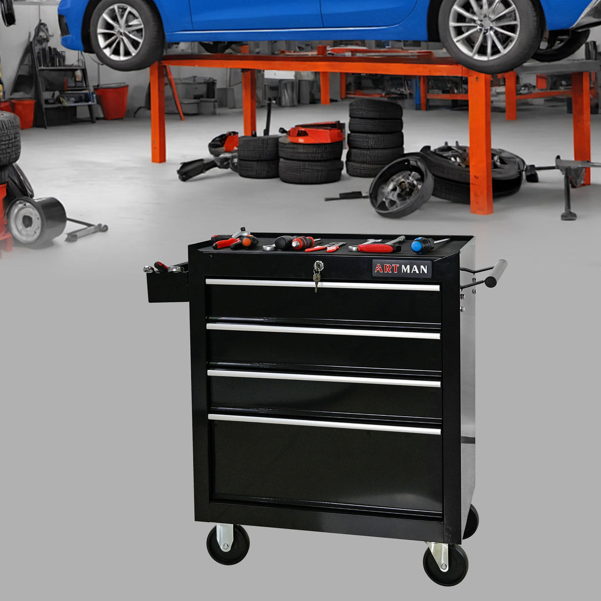 Multifunctional Tool Cart With Wheels And Drawers