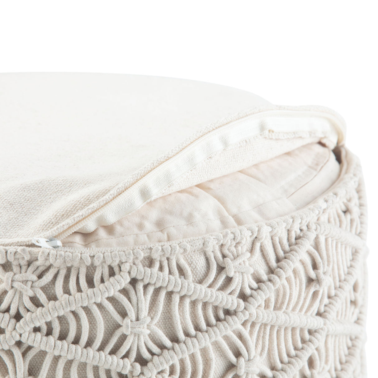 Coates - Round Macrame Pouf - Natural